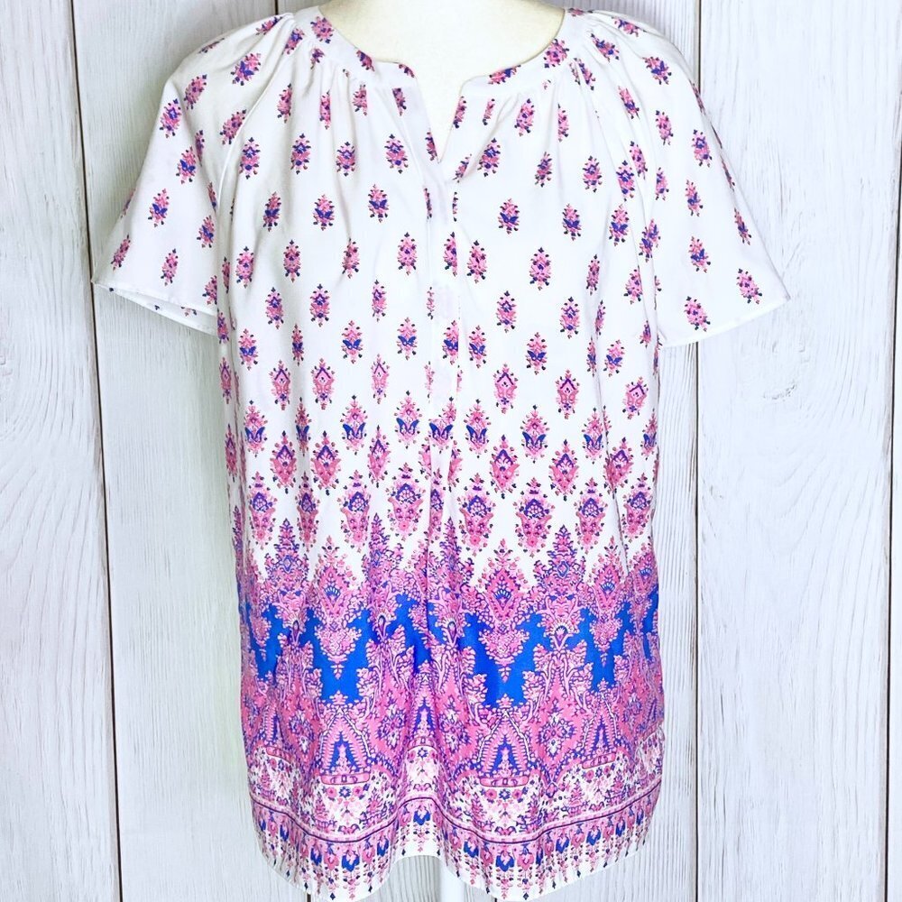 Bundle to Save Money! Talbots White Pink & Blue Floral Paisley Top